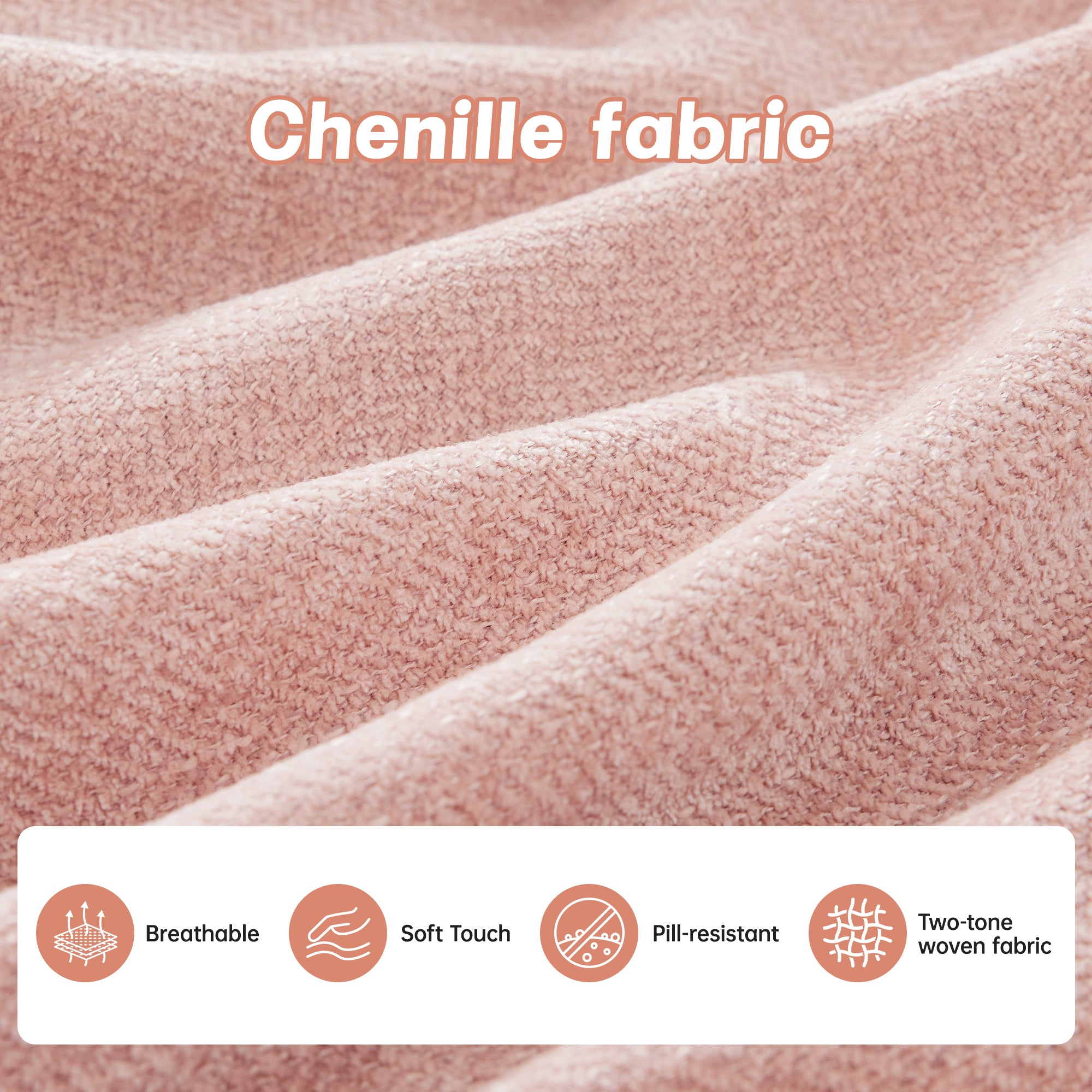 Cloud Sectional Couches,Premium Chenille Fabric Paired With Soft Throw Pillows,Quilted Pleated Design High-Density Foam Ergonomic Design Easy Install Elegant Armrests,Fits Bedrooms,Pink