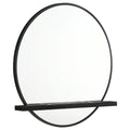 Benson Black Round Dresser Mirror with Rubberwood Frame, 37.5-Inch Diameter, Modern Wood Finish