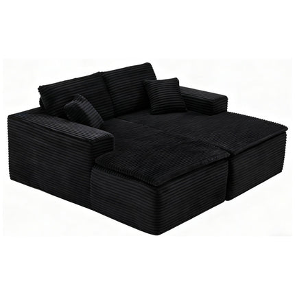 73.4' Modern Corduroy 2-Seater Recliner Sofa, Upholstered Lounge Sofa Bed with Seat Cushion