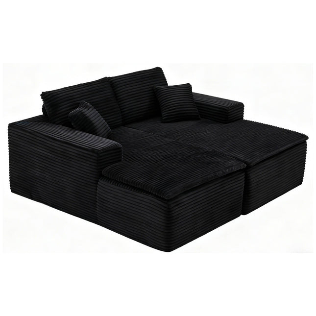 73.4' Modern Corduroy 2-Seater Recliner Sofa, Upholstered Lounge Sofa Bed with Seat Cushion