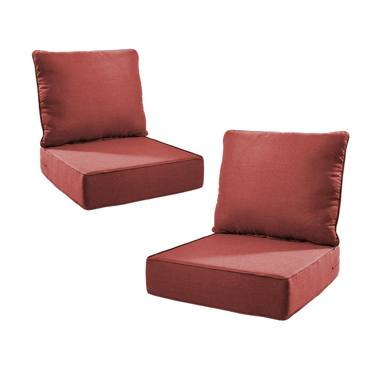 6' Thicker Outdoor Chair Cushion 2 Sets-24'x22'x6' Waterproof Patio Furniture Cushions with Removable Cover 28D High Density Sponge Filling Thicken Outdoor Patio Cushions-Red
