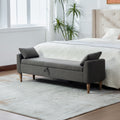 65.94' Wide Modern Upholstered  Boucle fabric Storage Bench, Bed End Foot Stool With Armrest&2 Bolster  Pillows, Bench Daybed With Rubberwood Legs For Living Room, Entryway, Dormitory,Bedroom,Charcoal