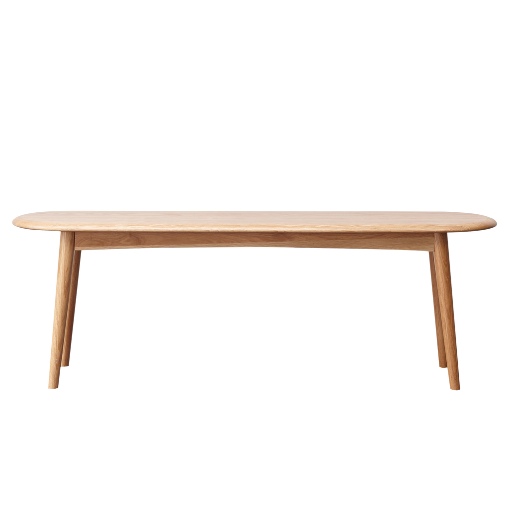 Natural Oak Dining Bench Table Bench with Half-Round Design for Living Room