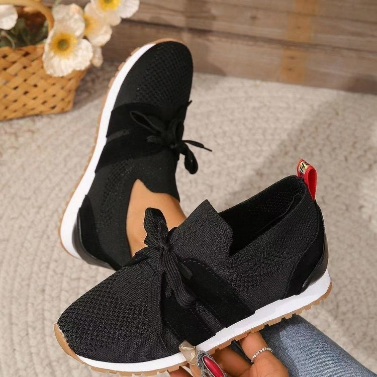 New Lace Up Mesh Flats Shoes For Women Breathable Casual Breathable Walking Wedges Shoes - Eloy Royal