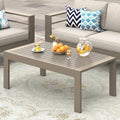 Outdoor Furniture Patio Coffee Table, Ourdoor Rectangle Coffee Table, All-Weather Outdoor Metal Coffee Table for Balcony, Garden, Deck, Backyard, Khaki