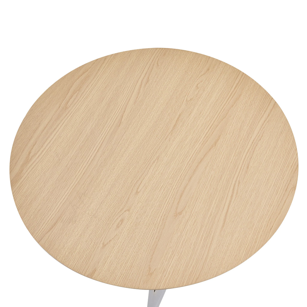 37Inch Round Dining Table, Small Round Kitchen Table With Silver Metal Legs, Suitable For 2 To 4 People, Modern Dining Room Table, Burlywood. - Eloy Royal