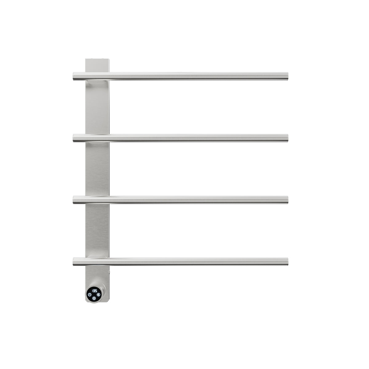 Brushed Nickel Heated Towel Rack for Bathroom,Wall Mounted with Intelligent Touch Screen Timer, 4-Bar Towel Warmer, 304 Stainless Steel Polished, Plug-in/Hard-Wired