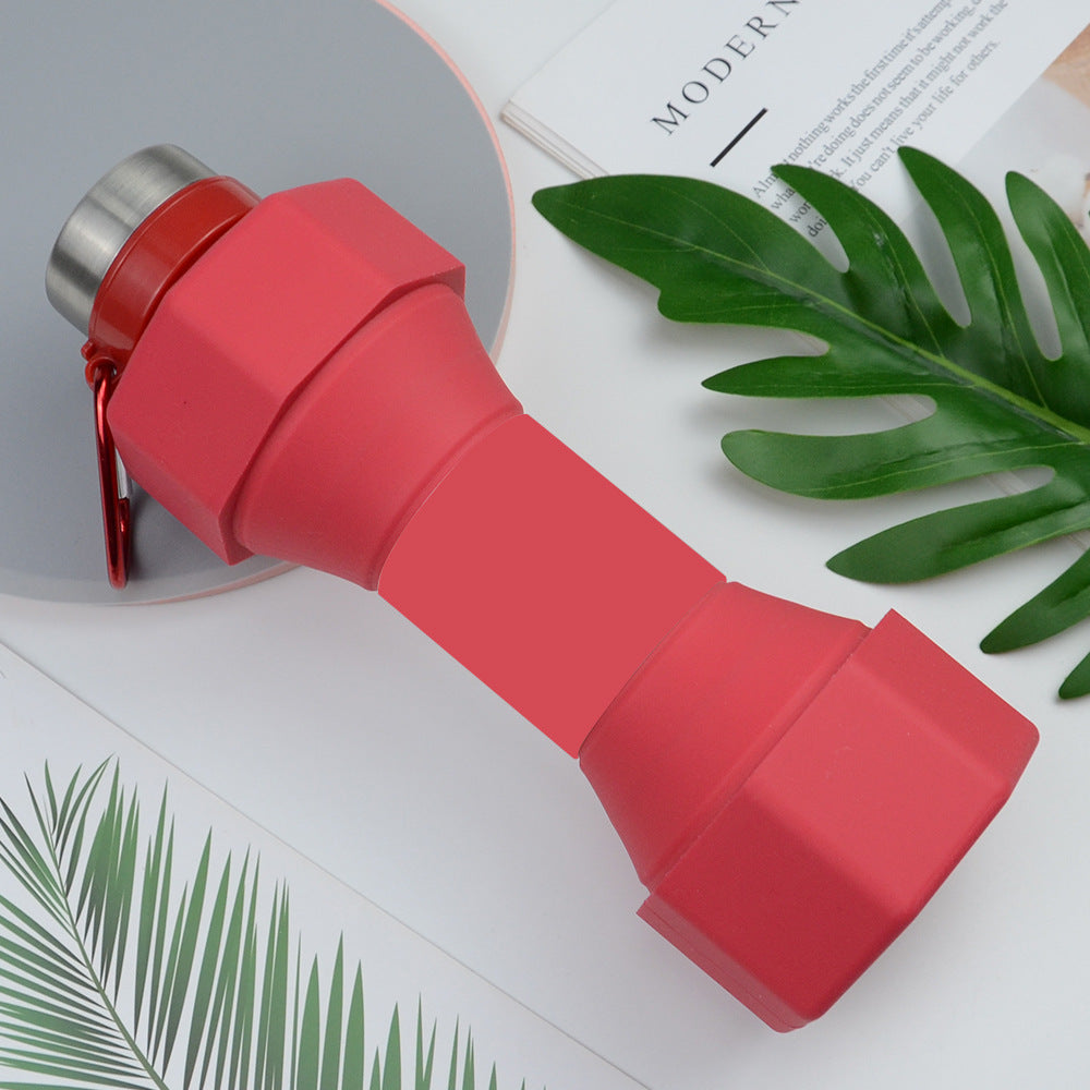 Large Capacity Sports Silicone Water Bottle Creative Foldable Fitness Dumbbell Shape - Eloy Royal