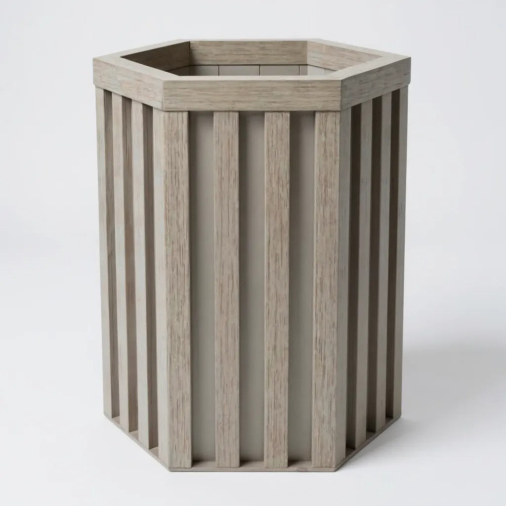 Hexagon Column Planter SM - Grey Brown
