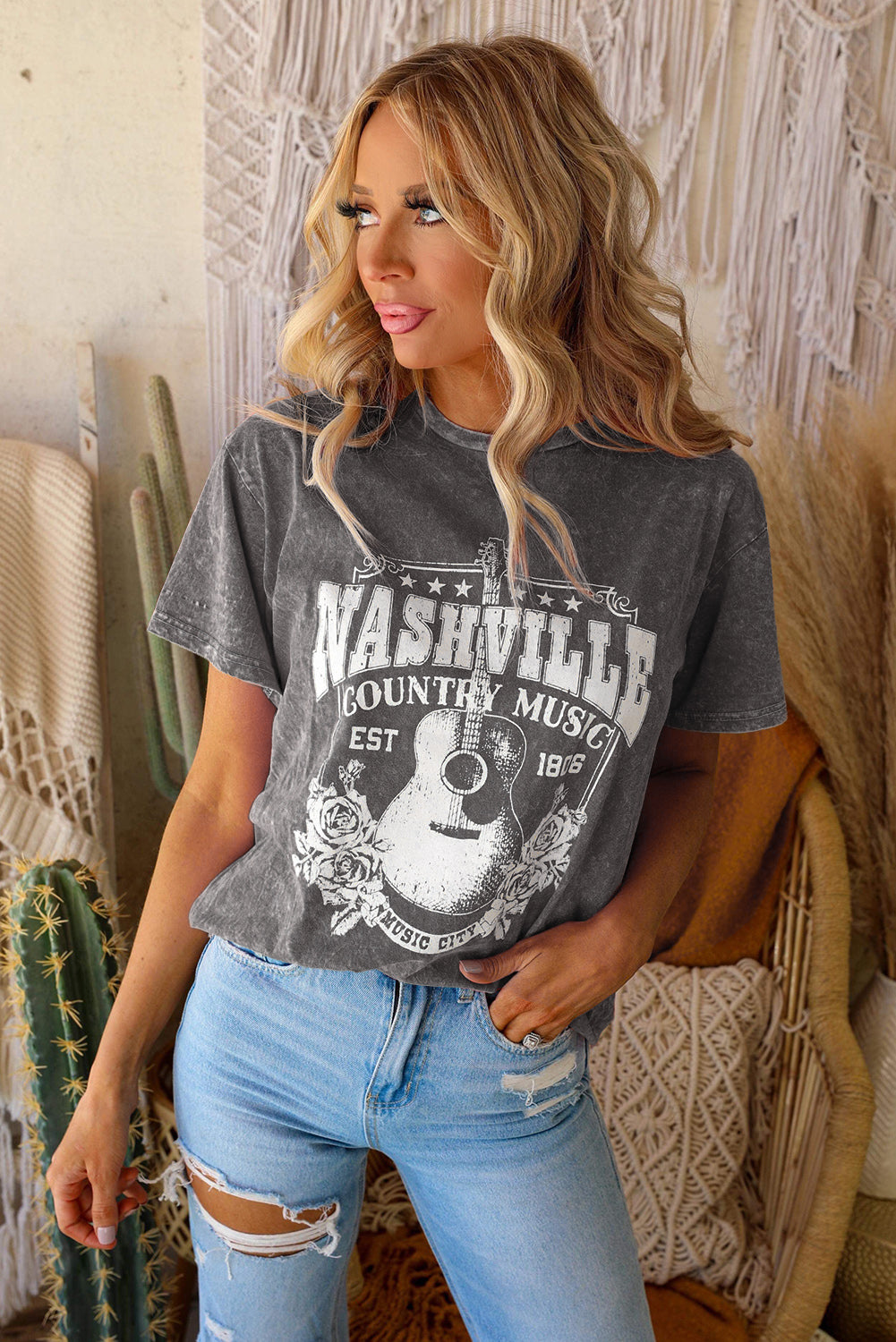 Red Nashville Rock Band T Shirt Vintage Washed Tee - Eloy Royal