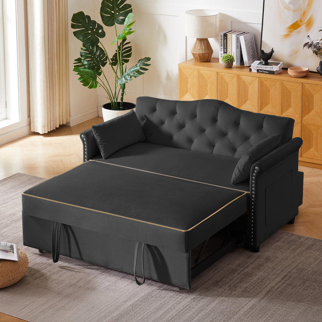 Black Velvet Sleeper Sofa Bed