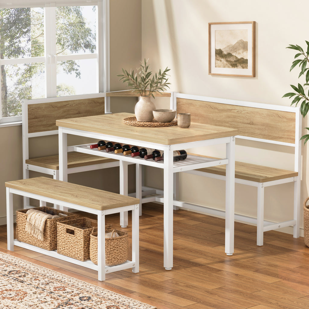 L-Shaped Corner Dining Set with Storage for 4-6