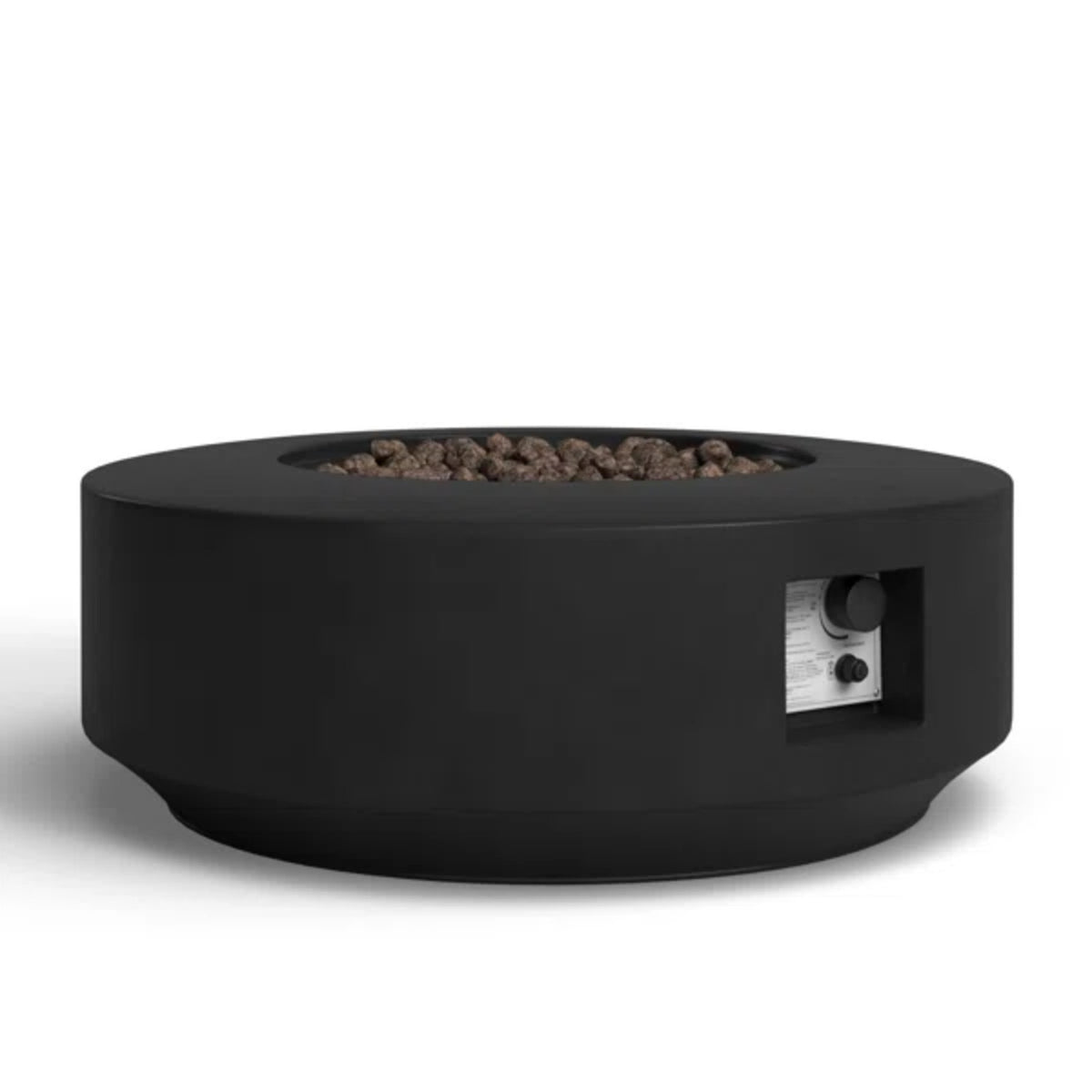 Modern Outdoor Fire Pit Table with Lid in Charcoal Concrete, 11' H x 30' W