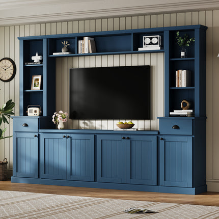 Ample Storage TV Stand with Adjustable Shelves with Modernist Large Media Console