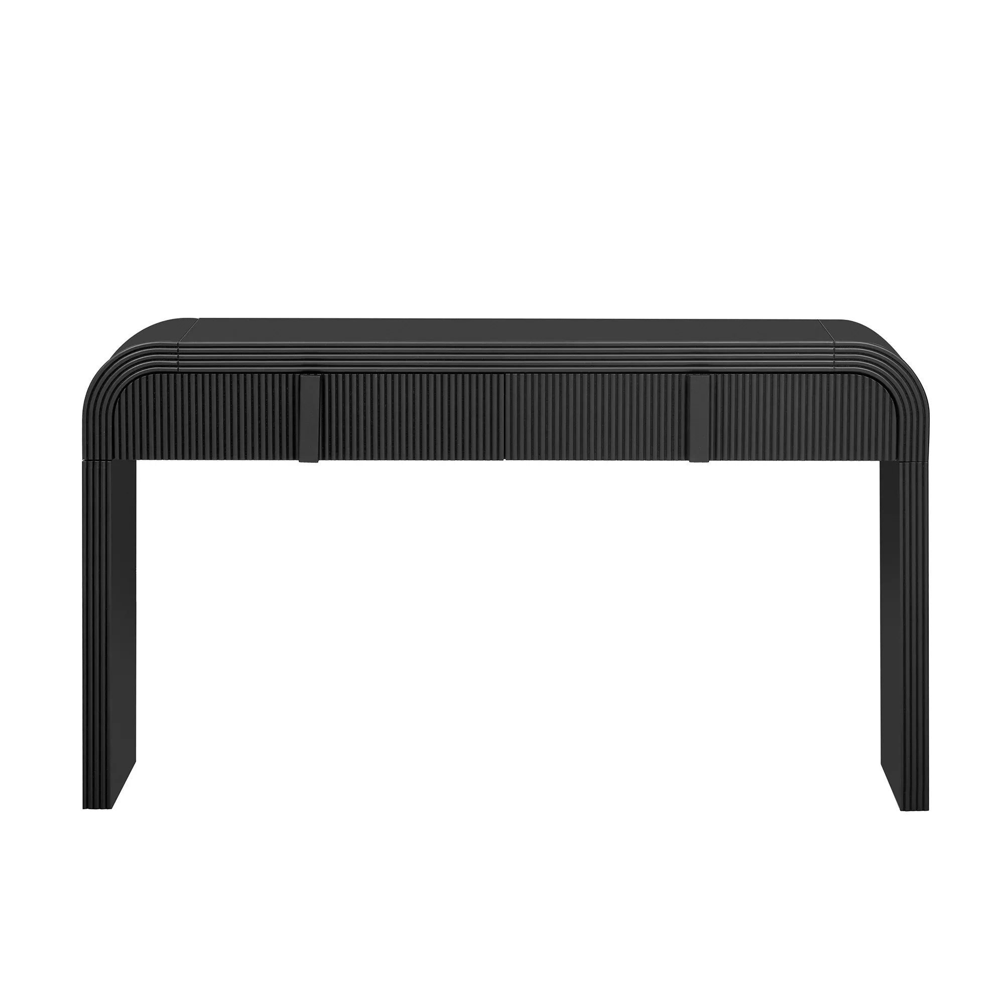 TREXM Modern Console Table with 2 Storage Drawers, Fluted Entryway Table with Rounded Silhouette for Hallway Living Room and Entryway (Black) - Eloy Royal
