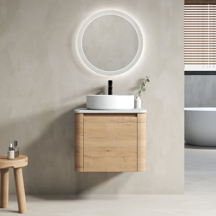 24 in in Wall-Mounted Bathroom Vanity With Ceramic Art Sink & 1-Soft-Close