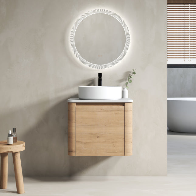 24 in in Wall-Mounted Bathroom Vanity With Ceramic Art Sink & 1-Soft-Close