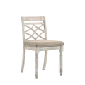 19 Inch Dining Chairs, Cross Back Design with Padded Seats, Set of 2, White