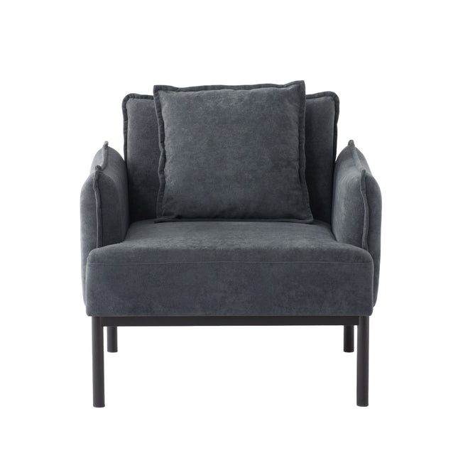 Dark Gray Accent Chair with Pillow, Modern Minimalist Versatile Lounge Chair for Living Room Bedroom
