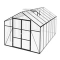Gain Height Windproof Aluminum Greenhouse 8x14 FT Polycarbonate with Raised Base and Anchor, Black Aluminum Alloy Frame, All-Season Outdoor Garden Shelter