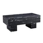 Modern Simple Black Marble Texture MDF Coffee Table - Stylish and Practical Design, Black, 43.3'x21.6'x17.2'