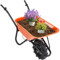 Electric Wheelbarrow Cart, 500W Powered Utility Garden Wagon Dump Cart, 4 Cu. Ft. Load & 330 lbs Capacity with Metal Handle & 16' Track Wheels, One Wheel Barrow Yard Cart & Wagons for Lawn Farm