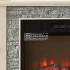 70' Modern TV Stand with 2-Door Storage & 23' Electric Fireplace, Faux Stone Media Console Cabinet, White Large Entertainment Center for Living Room - Eloy Royal