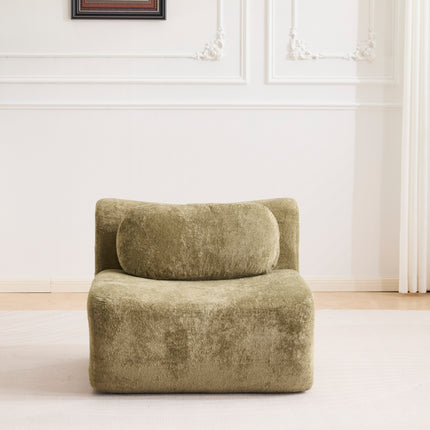 Compression Wave Sofa, Convertible Floor Sofa Bed, DIY Boneless Modular Sectional Sofa, No Assembly Required, Rabbit Velvet Fabric, With 1 Single Sofa,Green