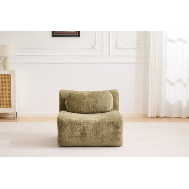 Compression Wave Sofa, Convertible Floor Sofa Bed, DIY Boneless Modular Sectional Sofa, No Assembly Required, Rabbit Velvet Fabric, With 1 Single Sofa,Green