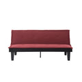 Convertible Futon Sofa Bed, 5 Adjustable Position Faux Suede 2 in 1 Foldable Couch for Small Space Living Room Bedroom (Dark Red)