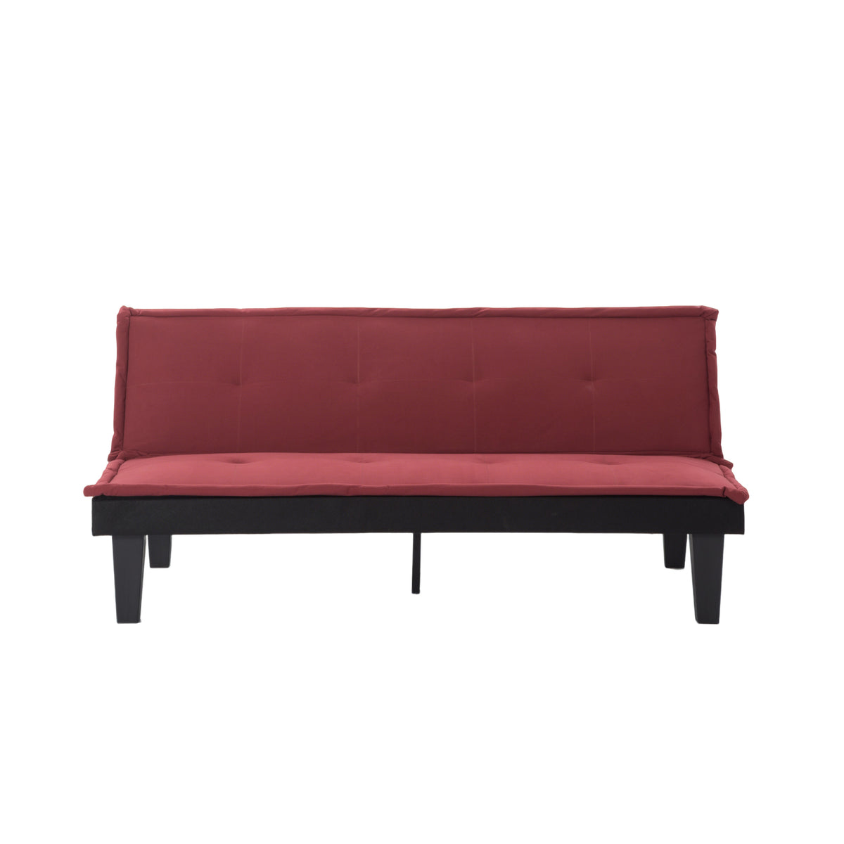 Convertible Futon Sofa Bed, 5 Adjustable Position Faux Suede 2 in 1 Foldable Couch for Small Space Living Room Bedroom (Dark Red)