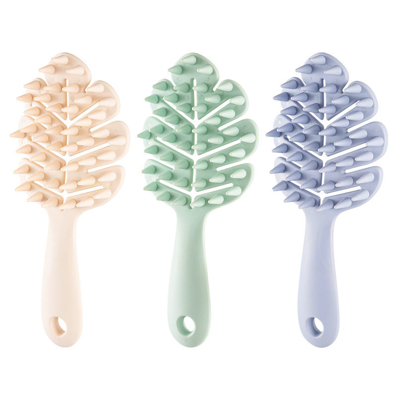 Leaves Shampoo Brush Hard Teeth Shampoo Long-handled Comb