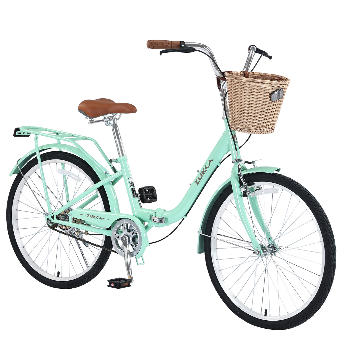 24 Inch Single Speed Folding Lady  Bike  , Durable Steel Frame,Compact Design for Easy Storage and Commuting