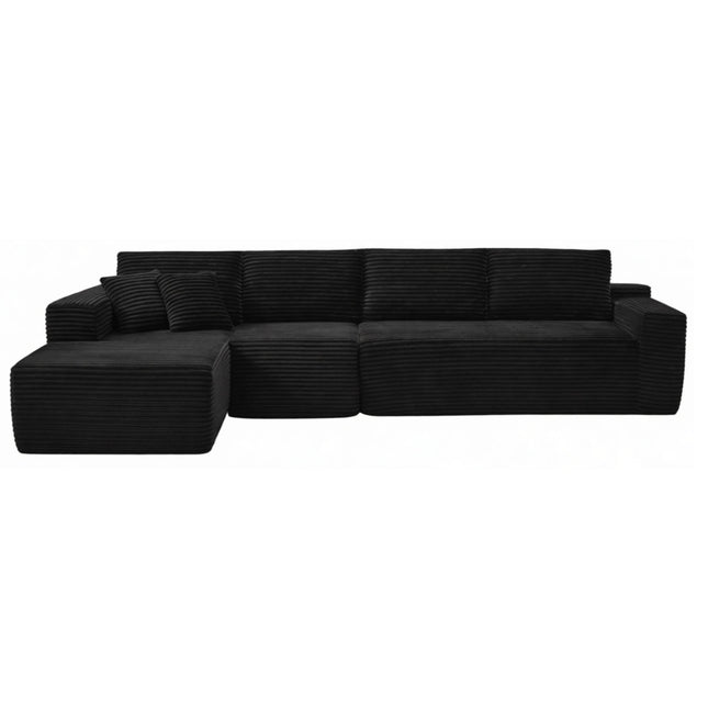 134' Modern Minimalist Modular Sectional Couch, Comfort L Shaped 4-Seat Lounge Sofa for Living Room, Left Hand Facing