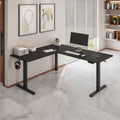 63' W L-Shaped Electric Standing Desk with Spacious Desktop, 3 Memory Height Presets and 2 Accessory Hooks, Black