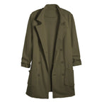 Ainangua Tipperary Trench Coat Women Double Breasted Lapel Long Coat Winter Fall Fashion Fleece Jacket(Army-GreenM)