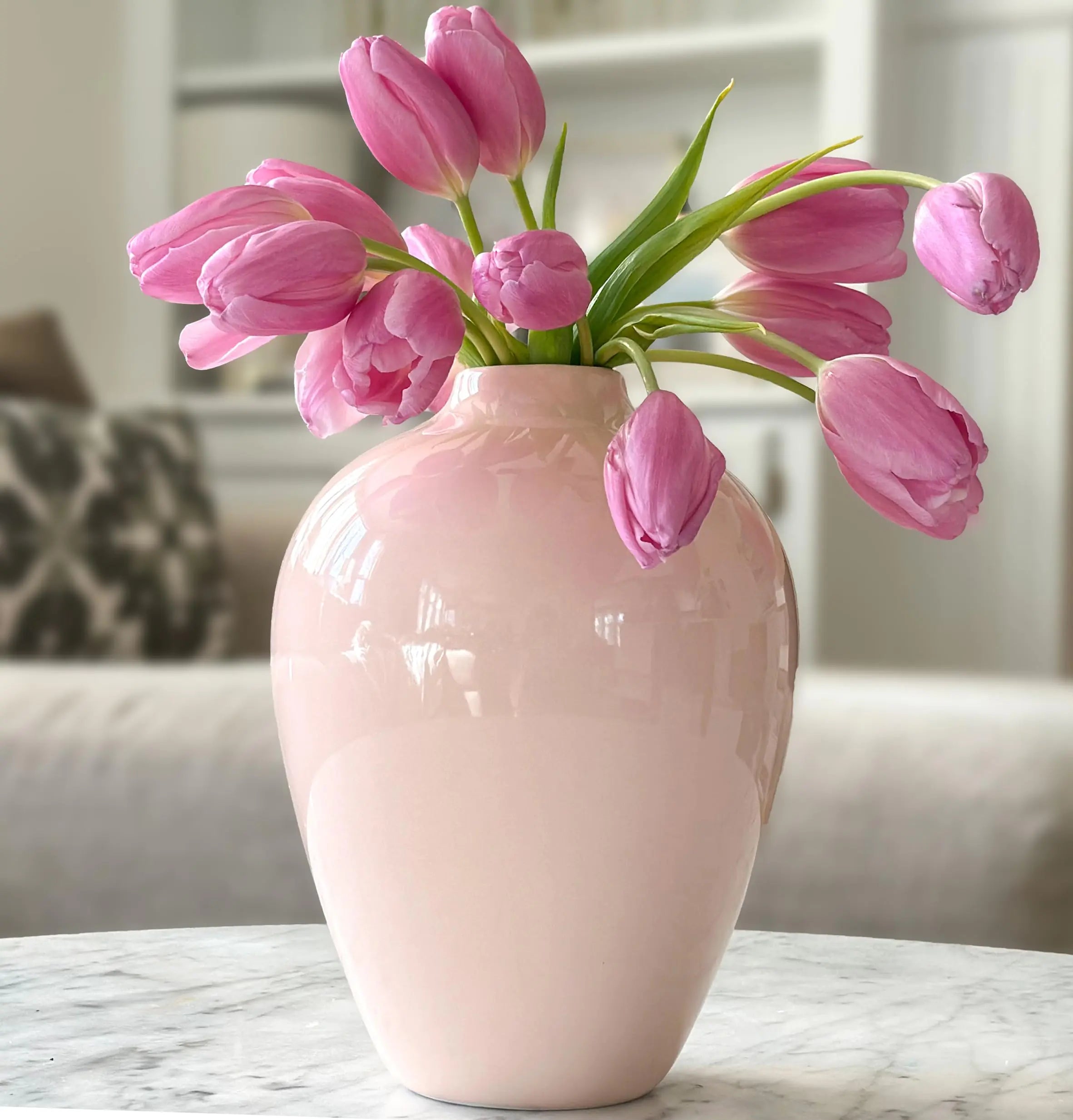 Willowy 10 Inch Beige Porcelain Vase - Tan/Pink/Beige Ceramic Vase Large Ceramic Vases for Home Decor Beige Vases for Decor Large Beige Vase Decorative Vases for Home Decor Modern Vase Big Vase Pinkish-beige Tall 10''