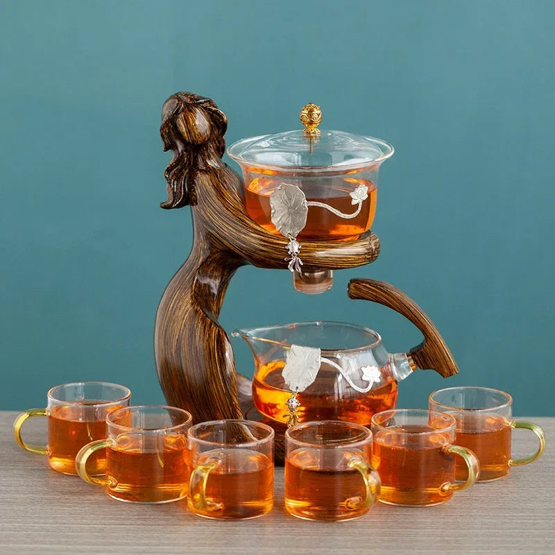 Maid Semi-automatic Tea Set Tea Making Kungfu Teapot Automatic Tea Set Heat-resistant Glass Holder Base Tea Infusers Tea Ware - Eloy Royal