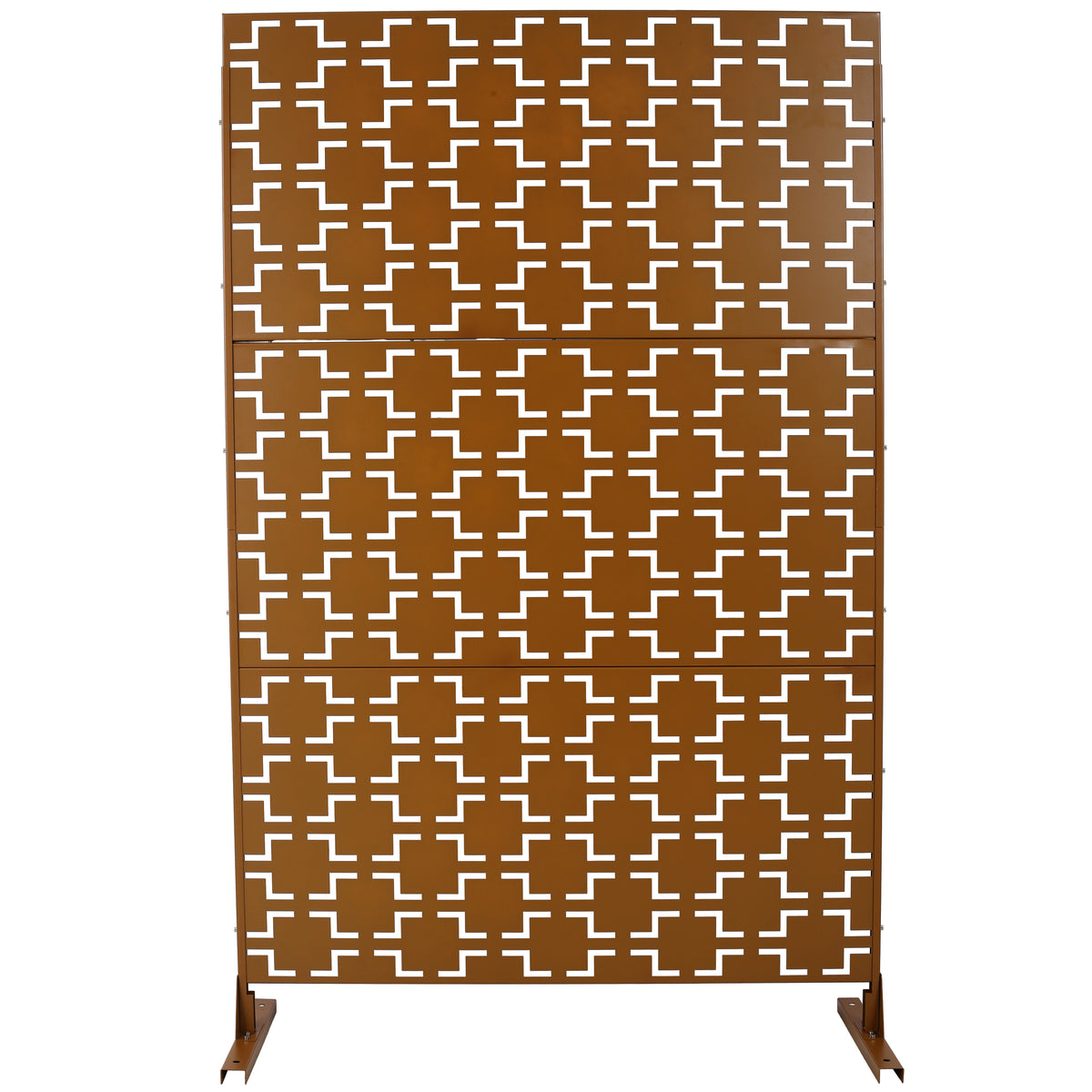 Outdoor & Indoor Privacy Screen Metal Privacy Screen 76' H×48' W, Freestanding Decorative Privacy Screen for Deck Balcony Patio, Privacy Fence Panels for Outside Lawn Garden PS105 BROWN