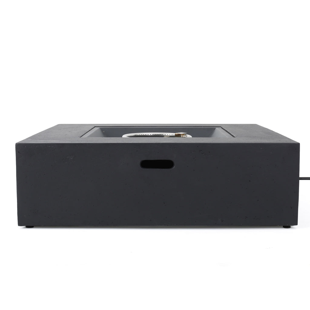 Modern 50,000 BTU Square MgO Fire Table with Propane Tank in Dark Grey