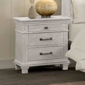 Transitional Style 1pc Nightstand Metal Handles Dental Molding Weathered Gray Finish Bedroom Furniture
