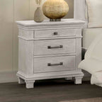 Transitional Style 1pc Nightstand Metal Handles Dental Molding Weathered Gray Finish Bedroom Furniture
