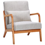 Mid-Century Modern Accent Chair with Pillow Upholstered Arm Chair in Beige Polyester and Solid Wood Frame (beige)