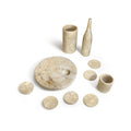 Luxury Natural Marble Dining Room Accessories Set, Genuine Marble, Gold Yellow Beige, 10 Piece Set