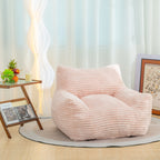 Bean Bag Chair for Adults with Armrests - Oversized Comfy Beige Beanbag Lounge Lazy Floor Sofa Chair for Living Room, Bedroom & Dorm, Cozy Fluffy Single Cloud Mini Couch