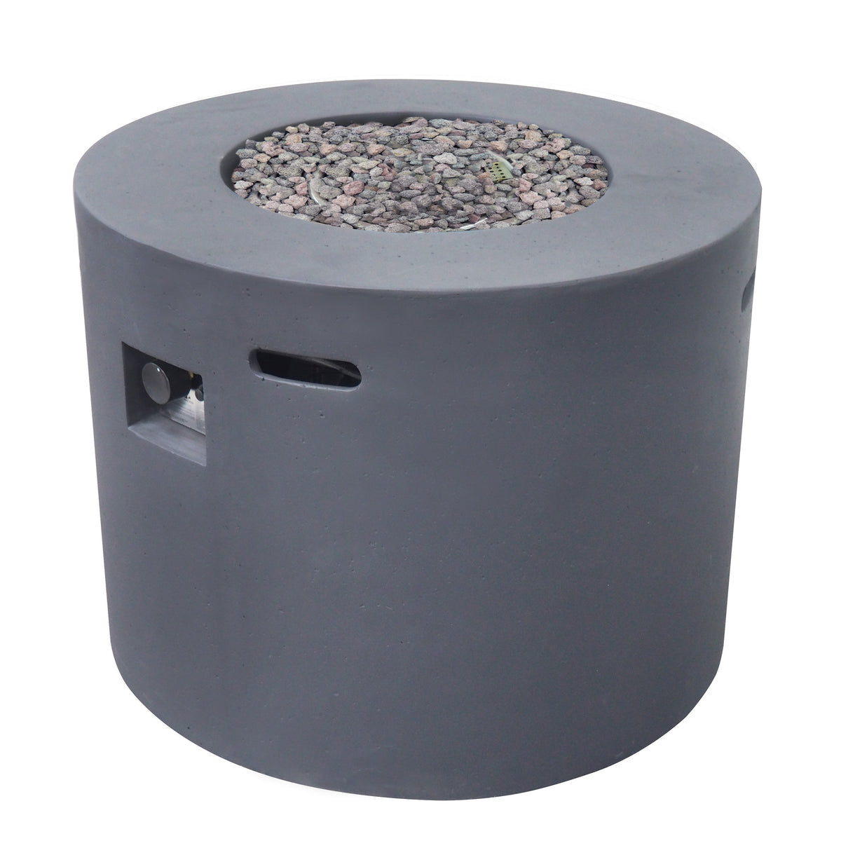 Contemporary 31' Round MGO Fire Pit with 40,000 BTU in Dark Grey Lightweight Concrete
