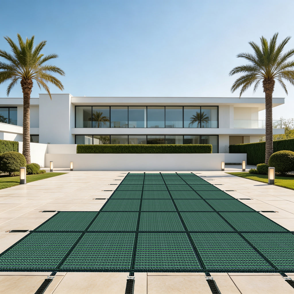 Inground Pool Safety Covers, Rectangular Winter Pool Cover for Swimming Pools, High Strength Mesh PP, Included Installation Tools,Green, Fit 18x36ft+4x8ft Side Step Pools