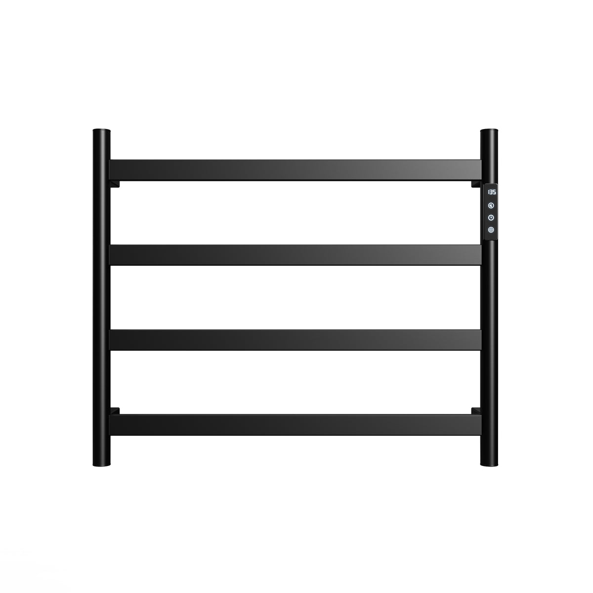 22.5' Black Heated Towel Rack for Bathroom,Wall Mounted with Intelligent Touch Screen Timer, 4-Bar Towel Warmer, 304 Stainless Steel Polished, Plug-in/Hard-Wired