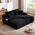 69' Cloud Sectional Couch, L-Shape Chaise with R-Shape Chaise with Deep Seat and Comfortable 2 Seater Couch for Modern Living Room,(Plush  Fabric),Black