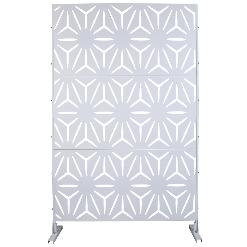 Outdoor & Indoor Privacy Screen Metal Privacy Screen 76' H×48' W, Freestanding Decorative Privacy Screen for Deck Balcony Patio, Privacy Fence Panels for Outside Lawn Garden PS104 WHITE